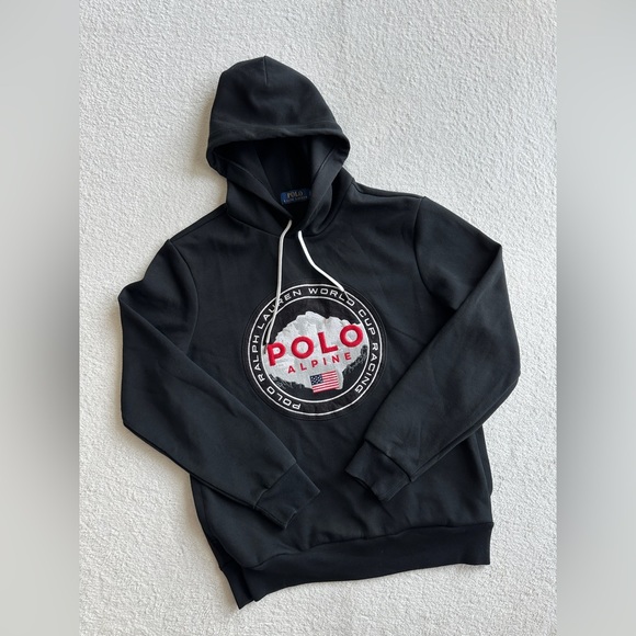 Polo Ralph Lauren Alpine Racing Double Knit Pullover‎ Hoodie Mens small - Picture 1 of 8